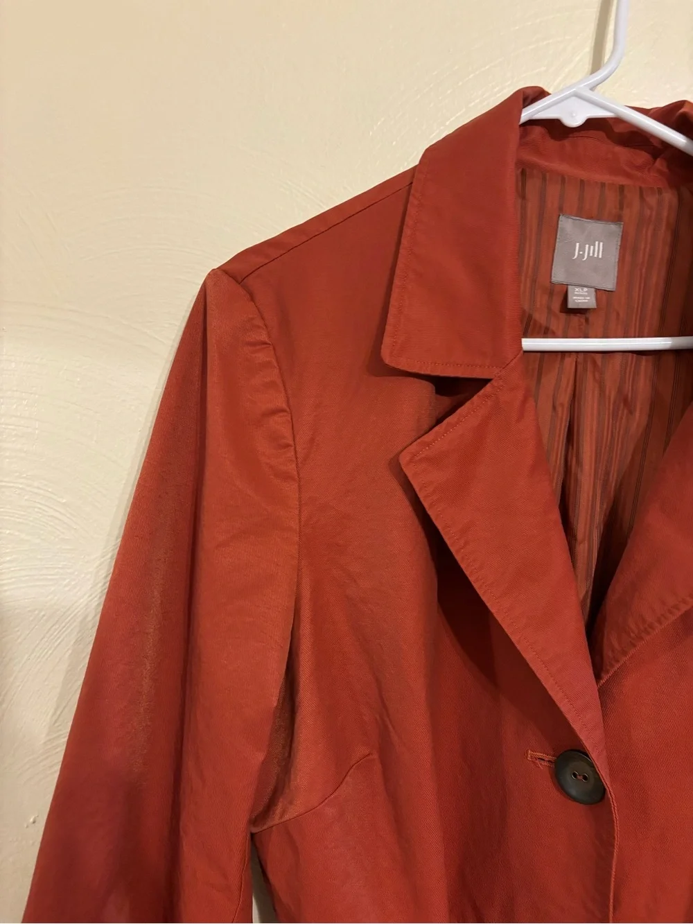 J. Jill XLP Petite Rust Belted Lightweight Trench Coat Cotton Blend